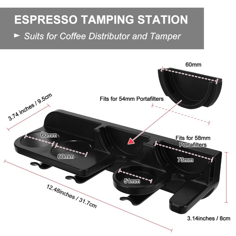 Espresso Tamper Holder Station Laelr Wall Mounted Coffee 54-58 mm, black gallery