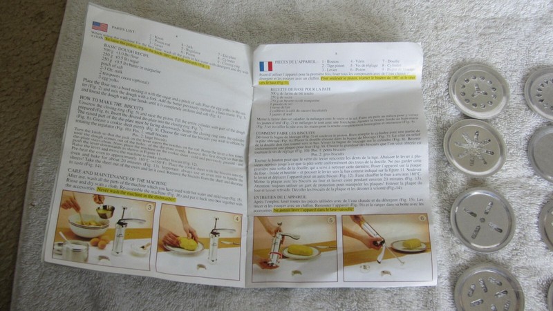 Cookie Press 20 discs Instruction Booklet Spritz Cooky Gun gallery