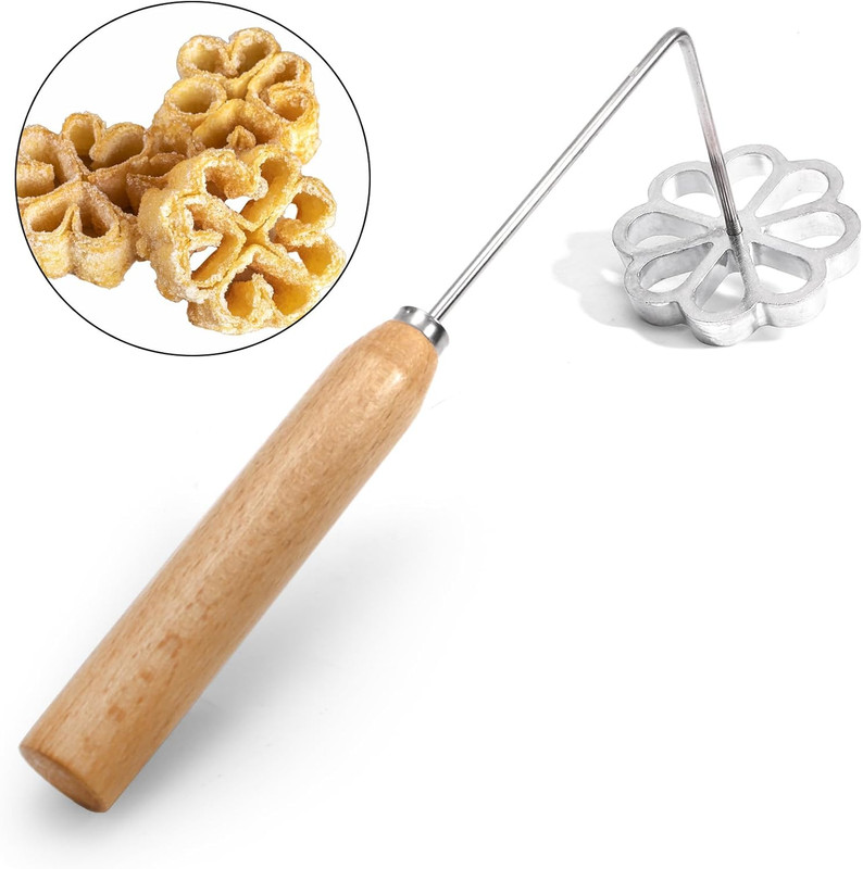6 Pack Bunuelos Molds with Handles, Rosette Timbale Iron Set with 2 Interchangea gallery