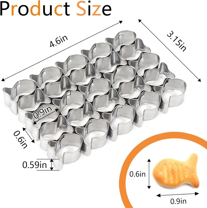 Gold Fish Cracker Cutter, 25 Cavity Goldfish Cookie Cutter, Mini Gold Fish Molds gallery