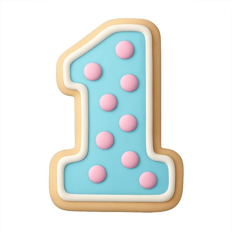 Polka Dotted One Cookie Cutter & Stamp, Fondant & Clay - 2x4 gallery