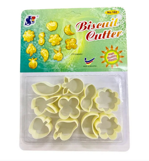 6 Assorted Types Plastic Biscuit Cutter Set 10pcs Cookie Molds Baking Tools