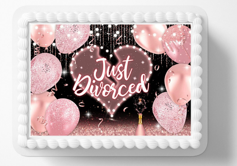 Just Divorced Unmarried Design Edible Image Personalized Edible Cake Topper