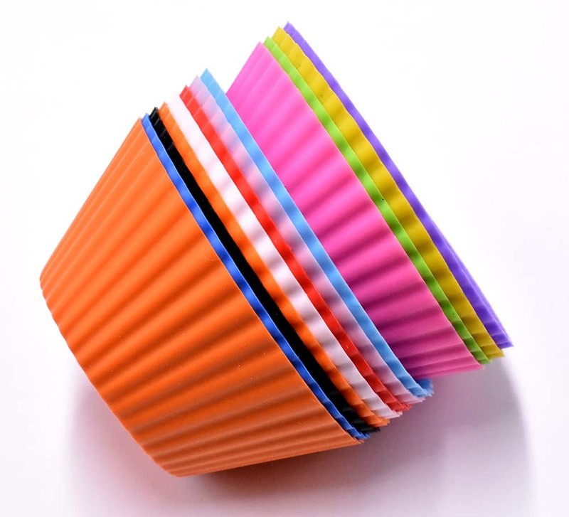 12 Pcs Multicolored Silicone Cupcake Baking Cups Reusable Muffin Liners gallery