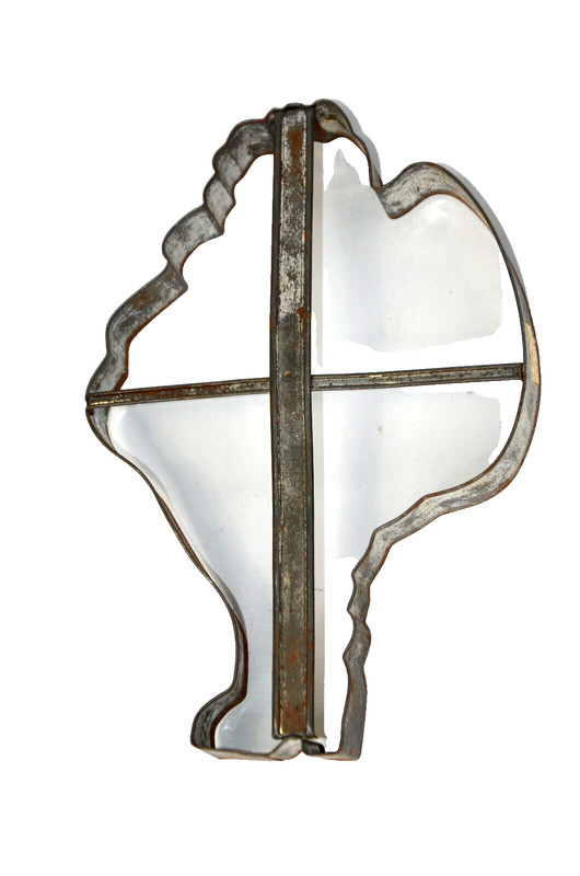 8″ SANTA CLAUS Cookie Cutter Tin FlatBack Belsnickle Antique Primitive Lg Handle