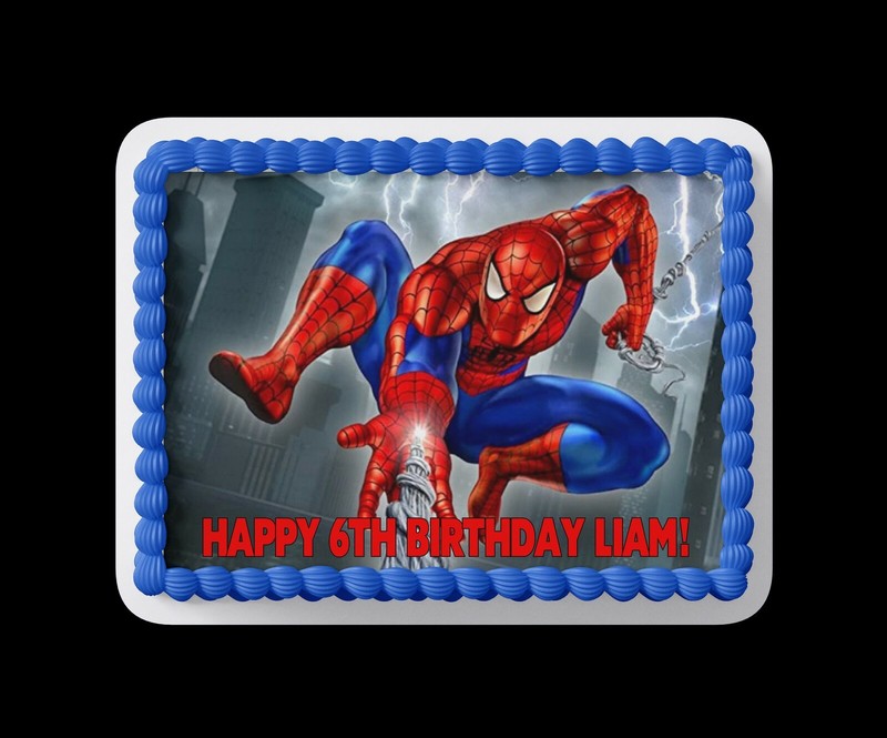 Kids Spiderman Birthday 1/4 topper edible