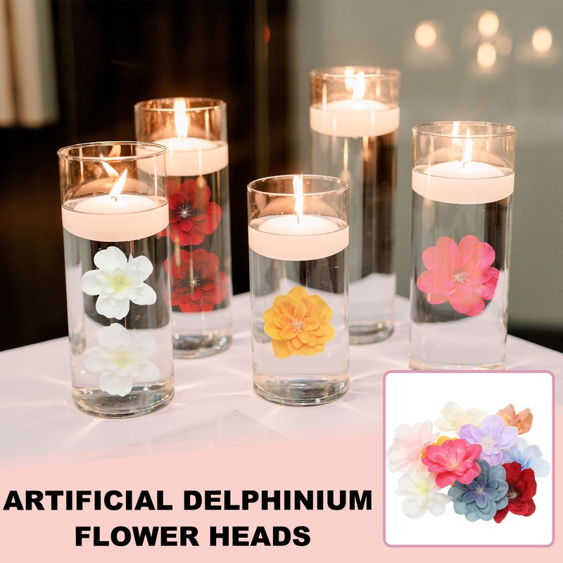 30 Pcs Artificial Delphinium Flower Heads, Fake Delphinium Heads, Rose Red gallery