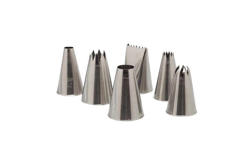 – 6 Piece Decorating Tube Set, Includes Stainless Steel Tips: 804, 808, 827, …