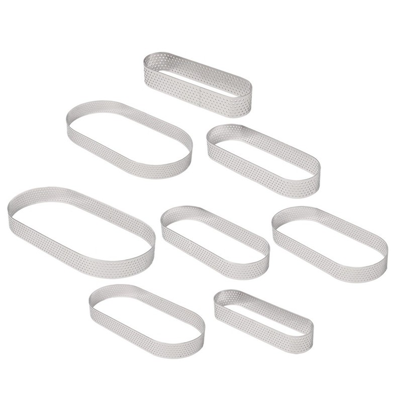 8 Pcs Pastry Rings for Baking Perforated Tart Mold Mousse Cake Metal gallery