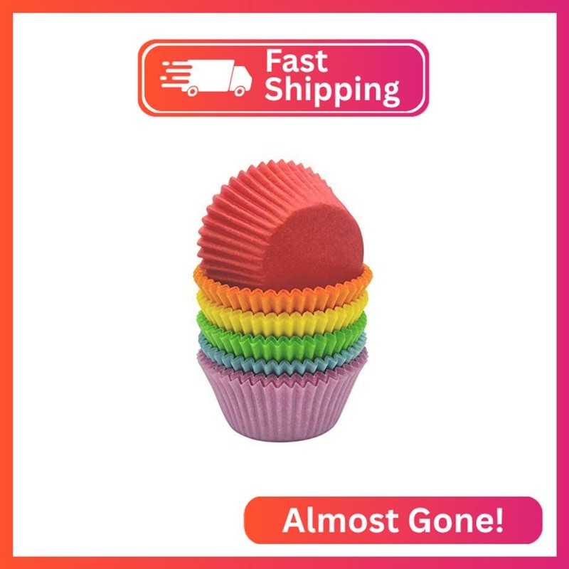 Huaswan Rainbow 6-Color Greaseproof Cupcake Liner Standard Paper Baking Cup for