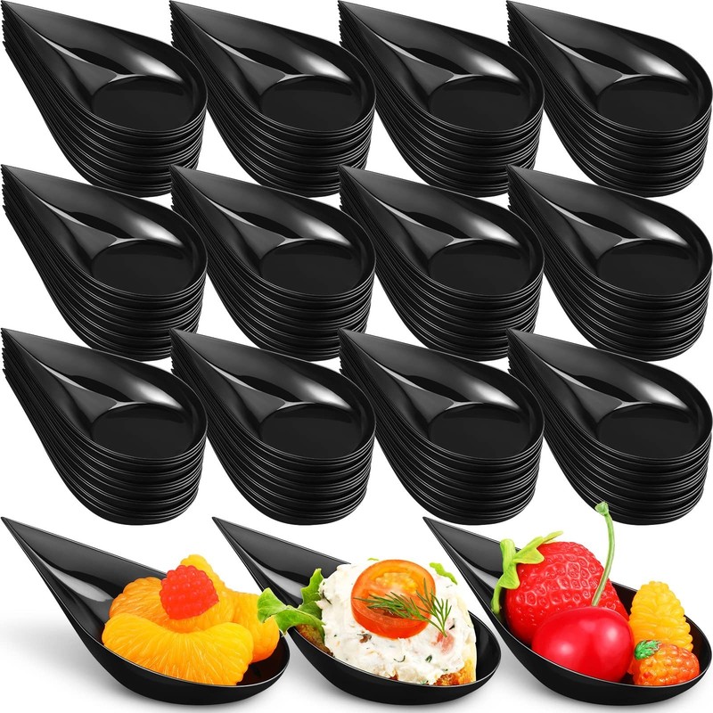 300 Pack 4 Inch Appetizer Spoons Tear Drop Mini Appetizer Plates Disposable P...