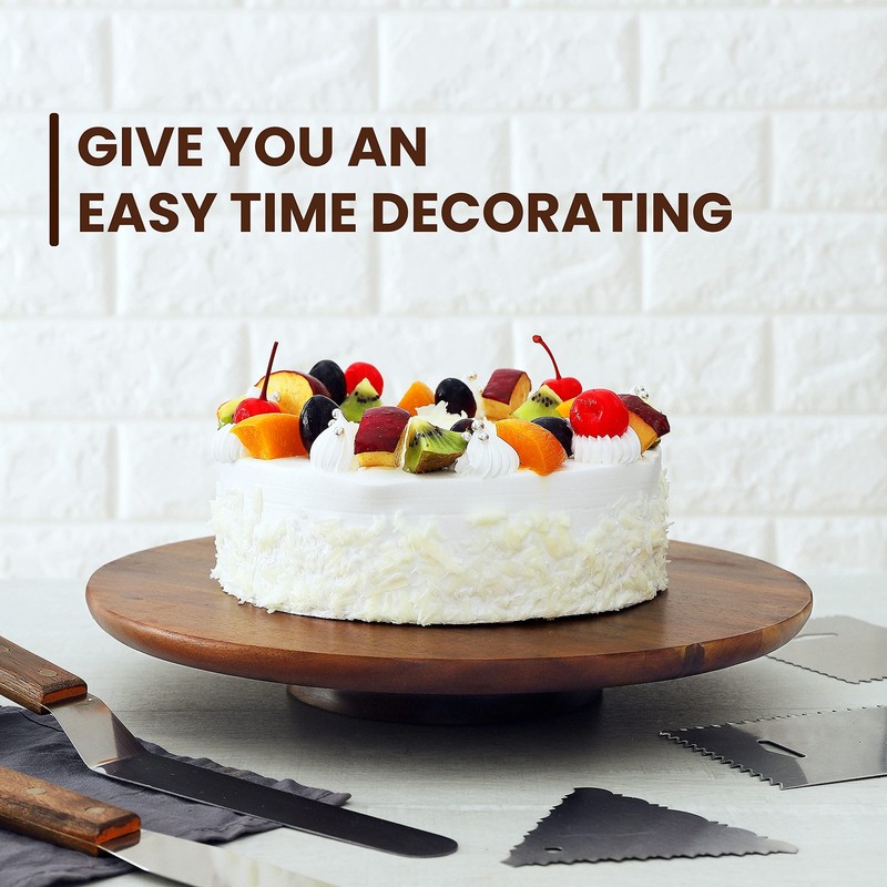13 Inch Wooden Rotating Cake Stand Round Slice Cake Holder for Table Centerpiece gallery
