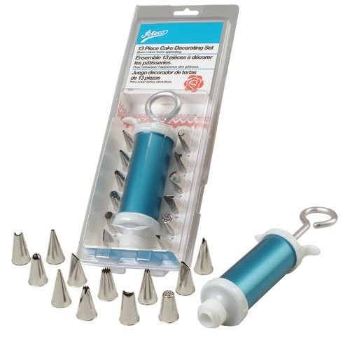 #556 13 Piece Cake Decorating Set, 12 Decorating Tips with Plunger Style Deco...