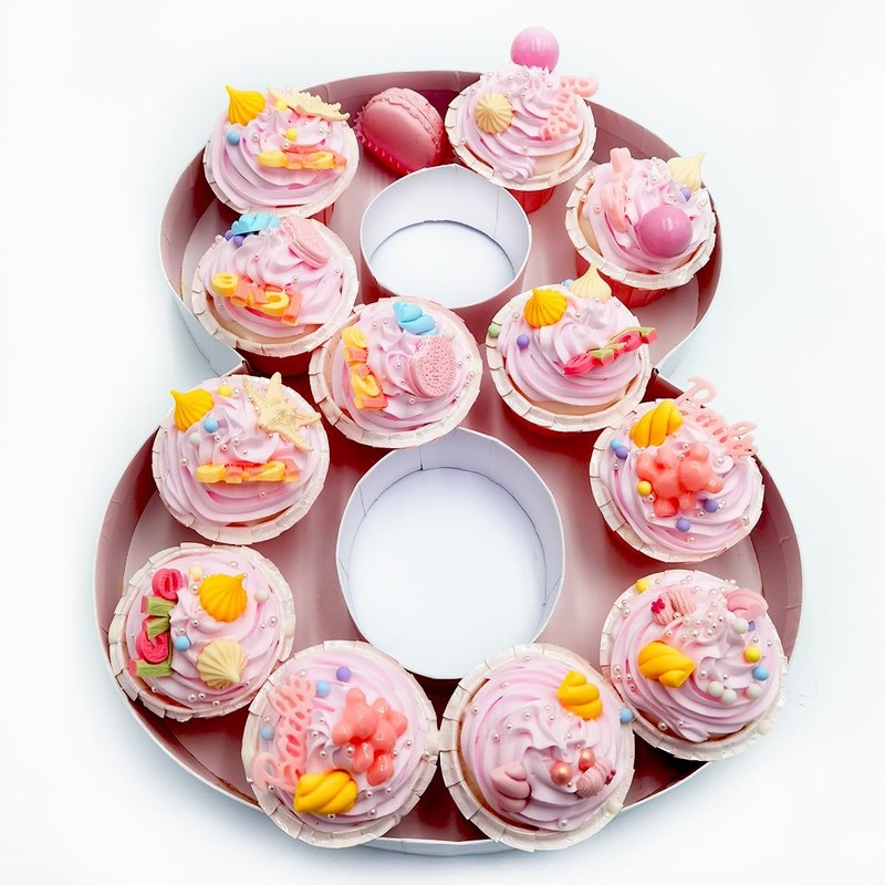 15 Large Fillable Cardboard Number Charcuterie Tray Paper Mache Sweet Cupcake... gallery