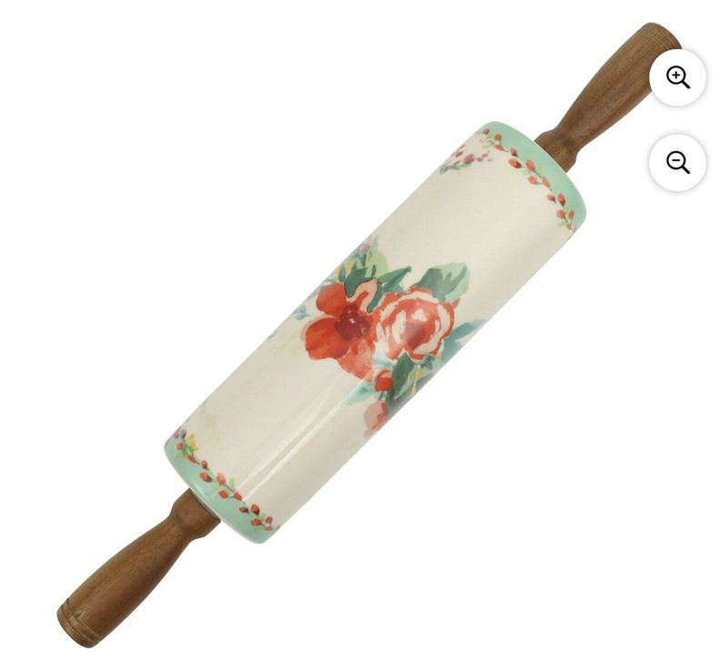 The Pioneer Woman Painted Meadows 26-in x 14-in Ceramic Rolling Pin with Holder gallery