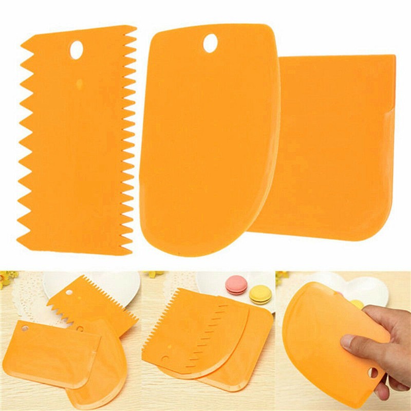 Dough Cake Pastry Decoration Tools Plastic Scraper Baking Icing 3Pcs/set Fondant gallery