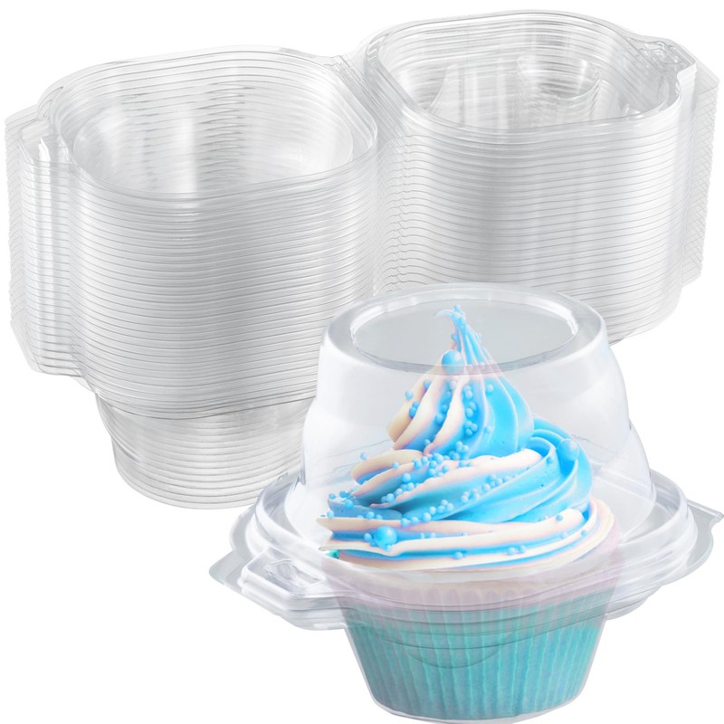 Individual Cupcake Containers (50 Pack) | Clear Plastic Disposable Cupcake Bo…