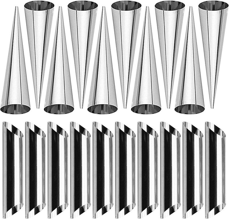 10 Pack Cream Horn Molds for Baking +10 Pack Cannoli Tubes Stainless Steel, 5... gallery
