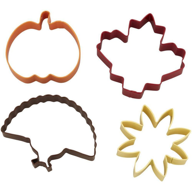 Wilton Painted Metal Cookie Cutters Fall Autumn Pumpkin Turkey Leaf Flower gallery