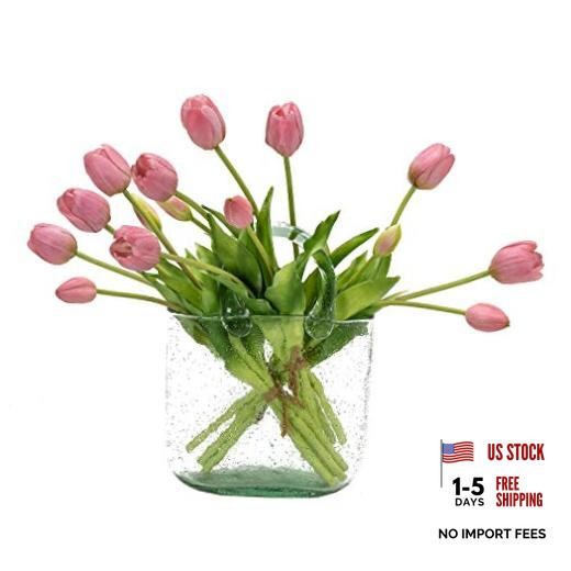 15Pcs Artificial Tulips Flowers, Soft A Style-15pcs Light Purple(no Vase)