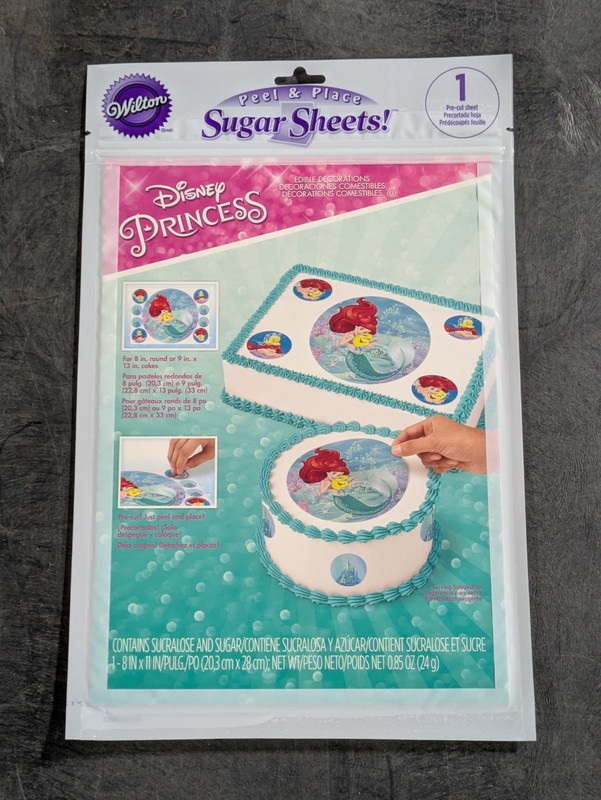 Wilton Peel & Place Sugar Sheets Disney Princess New 1 Pre-cut Sheet