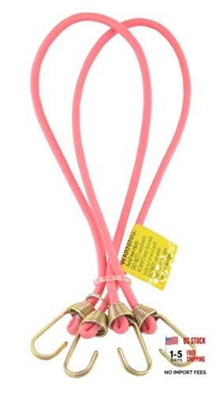 Marcobrothers Multipurpose Mini Bungee Cord with Steel Hook 14 inch X 2 Pink