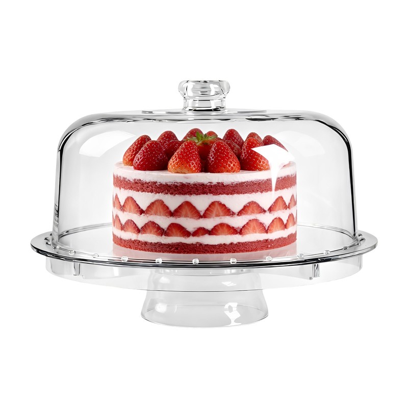 Clear PS Cake Stand with Plastic Dome Snack Fruit Serving Tray Multi Function gallery
