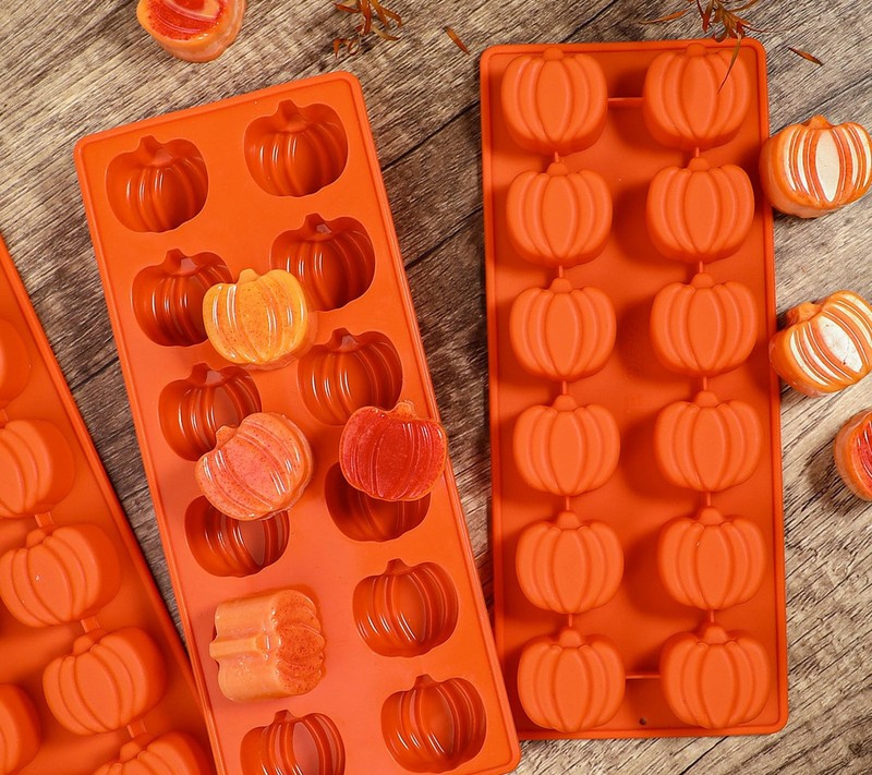 Pumpkin Chocolate Mold 3 Pack Silicone Autumn Candy Baking Cake Soap Candle Mold gallery