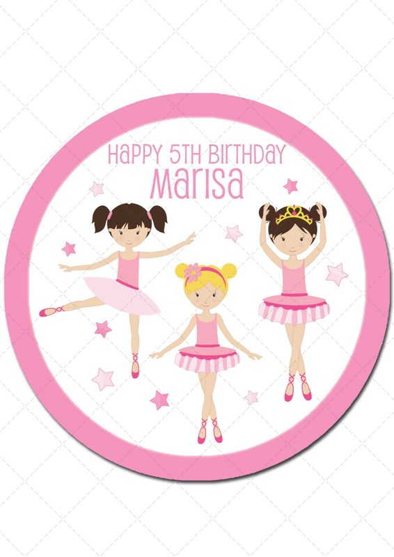 Ballerina Dance Pre-cut Round Edible Icing Image Cake Topper gallery