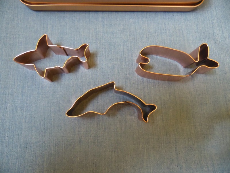 6 PIECES Wilton MINI Metal Cookie Cutter Set Copper Dinosaur Ocean Shark Whale gallery