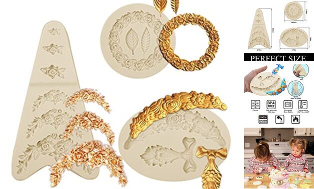 Rose Wreath with Leaves Fondant Molds, Flowers Roses Fondant Molds(ZH10)