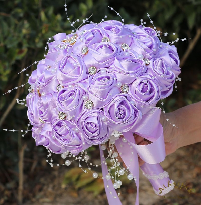 Mhojpik Bridal Wedding Bouquet Round Bling Brooch Bouquet Throw Toss Artificial gallery