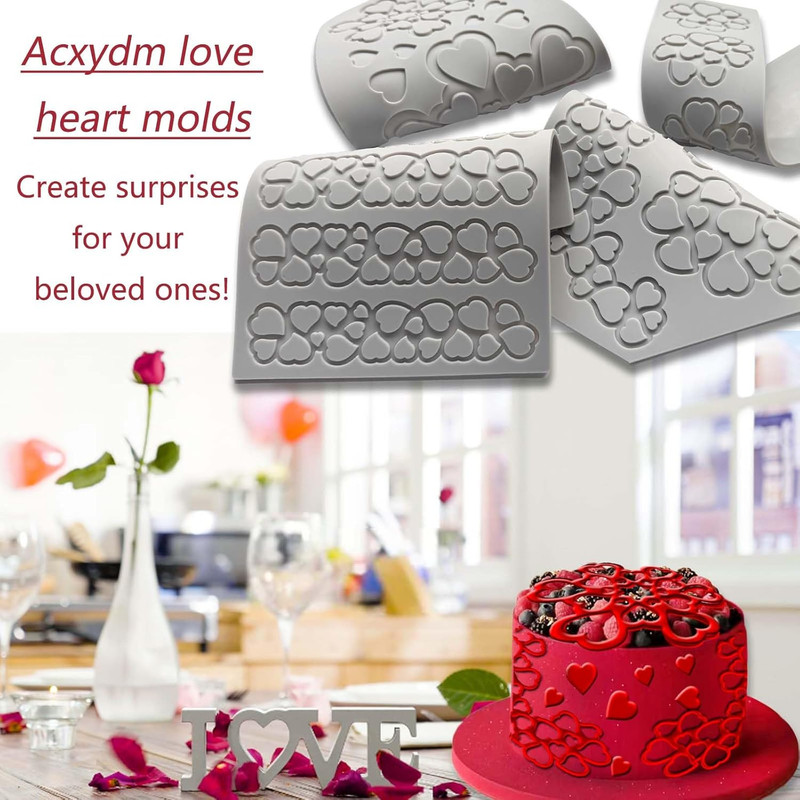 4PCS Heart Silicone Mold, Heart Chocolate Molds Hearts Tuile Molds,Fondant Choco gallery