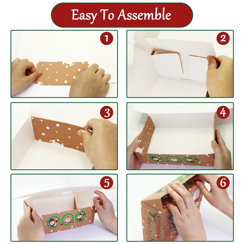12 PCS Christmas Cookie Bakery Boxes Window Treat 8.75x5.75x2.75 Inch gallery