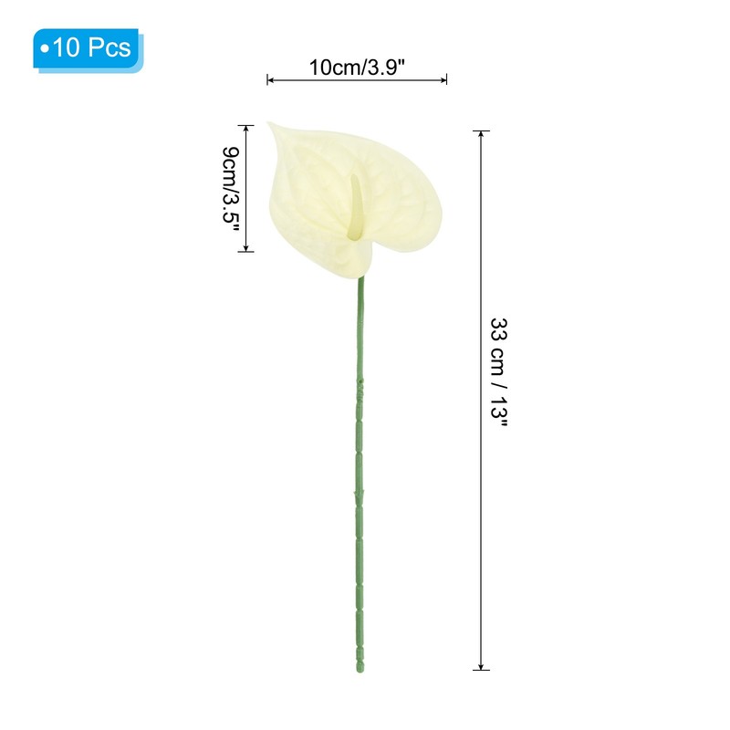 10Pcs 13" Artificial Anthurium Lily Flowers Floral Bouquet Decor, Beige gallery