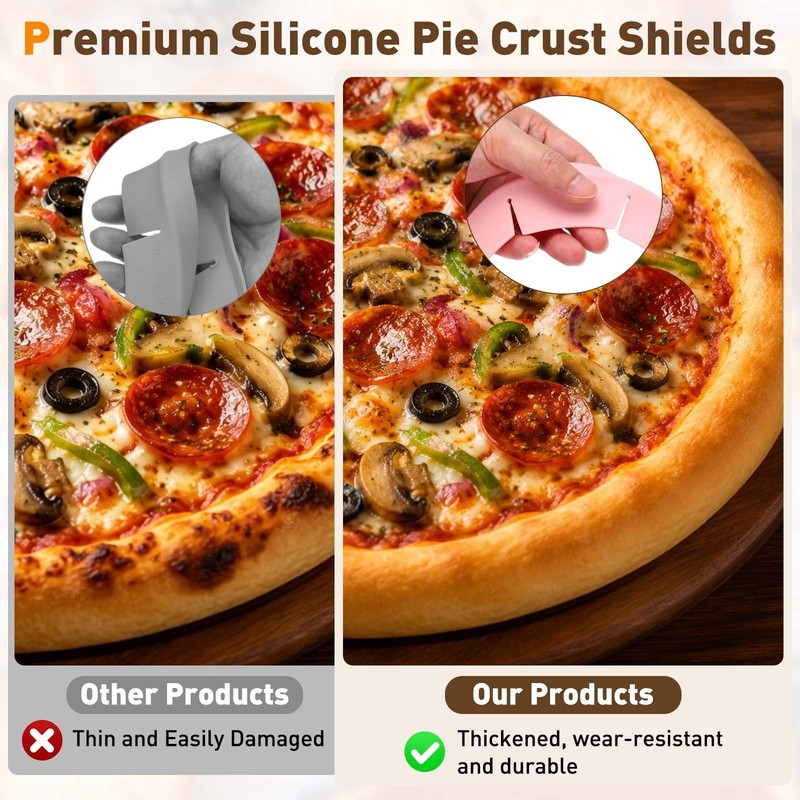 Adjustable Silicone Pie Crust Shields, 2Pcs Crust Edges Protectors, Green gallery