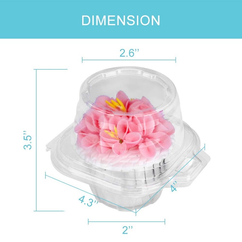 100 PCS Plastic Individual Cupcake Boxes Containers Single Carrier Airtight Dome gallery