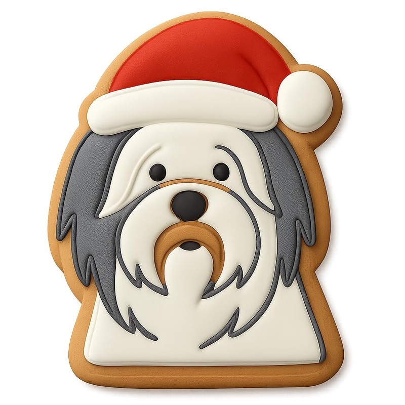 Christmas Bearded Collie Santa Cookie Cutter 4×3.5″ Premium Set