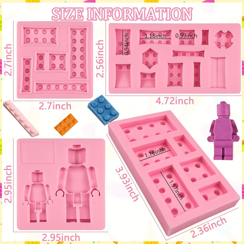 Building Blocks Cake Decorating Fondant Molds (4Pcs), Robot Chocolate Silicone M gallery