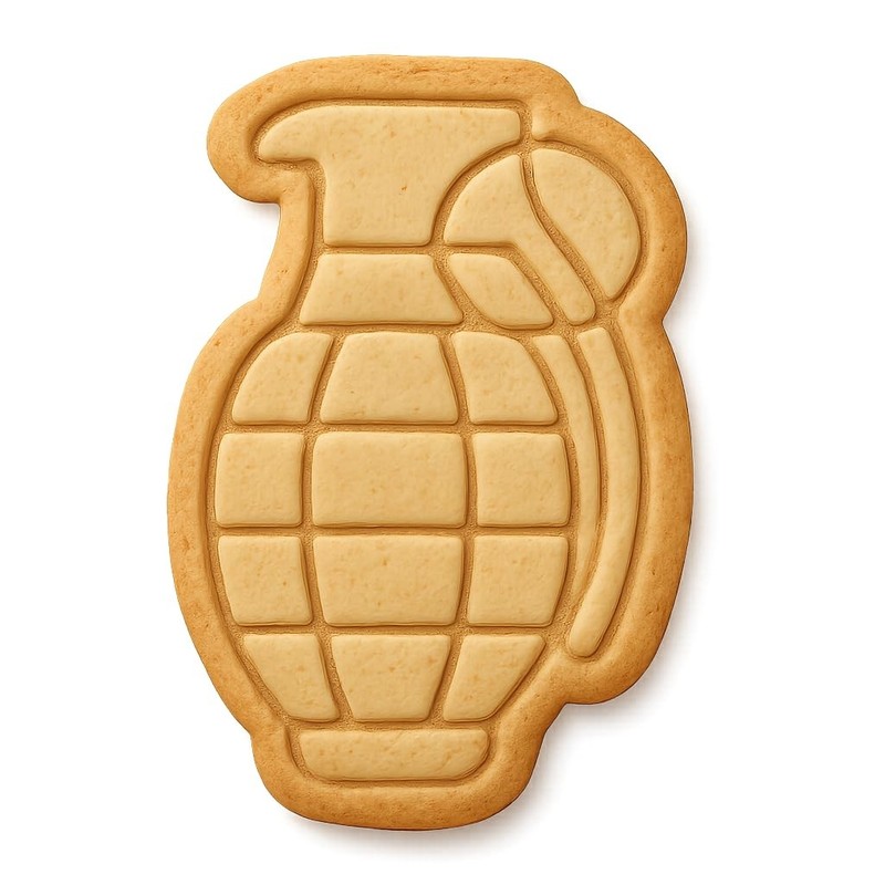 Digital Grenade Cookie Cutter & Stamp, Fondant & Clay Cutter - 2.7x4"