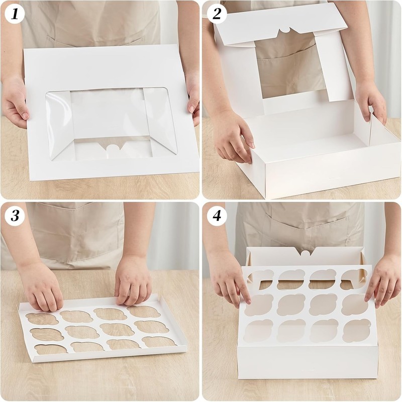 12 Count Cupcake Boxes, 2 Pack White Cupcake Containers with Windows and Inse... gallery