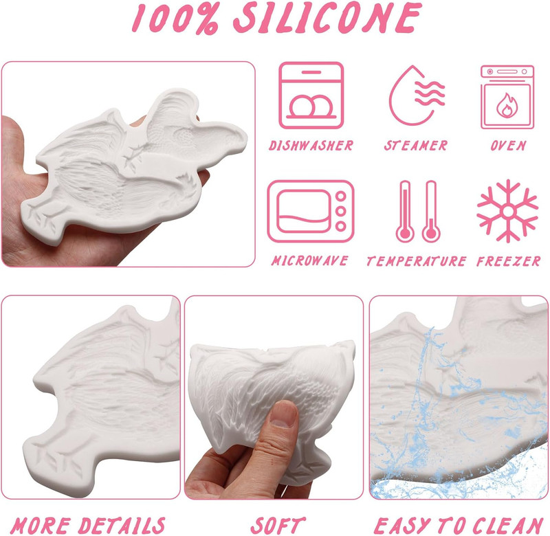 Rooster Hen Silicone Fondant Molds Farm Animal Chocolate Baking Molds for Cake D gallery