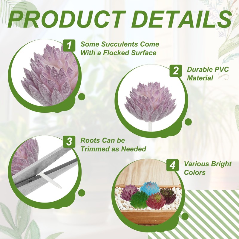 6 Pcs Artificial Succulent Plants, Fake Artificial Flocking Lotus, Purple gallery