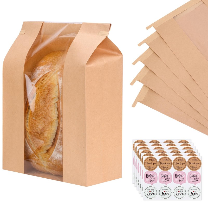 60 Pack Large Sourdough Bread Bags for Homemade Bread, 13.7×8.3×3.5 Inches, P…
