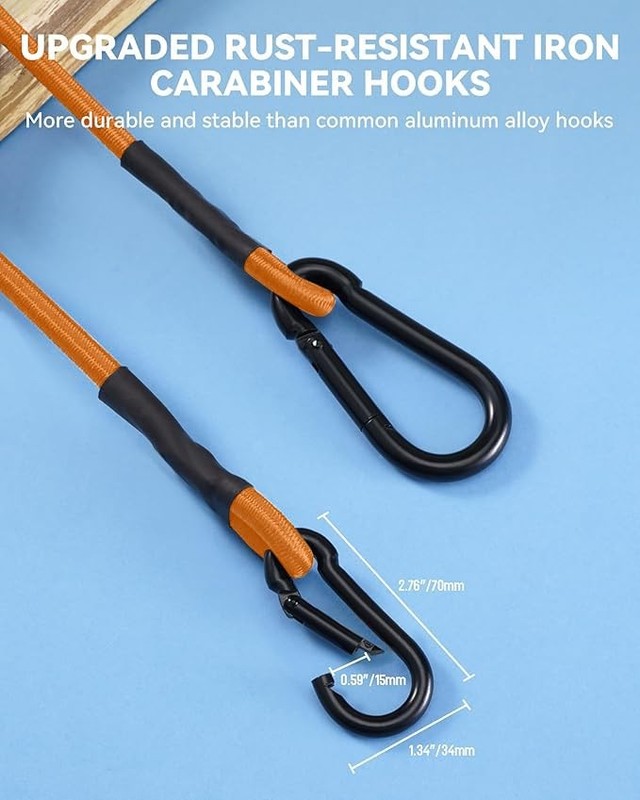 8 Pack 72 Inch Heavy Duty Bungee Cords with Carabiner Hooks, 190 lbs Max gallery