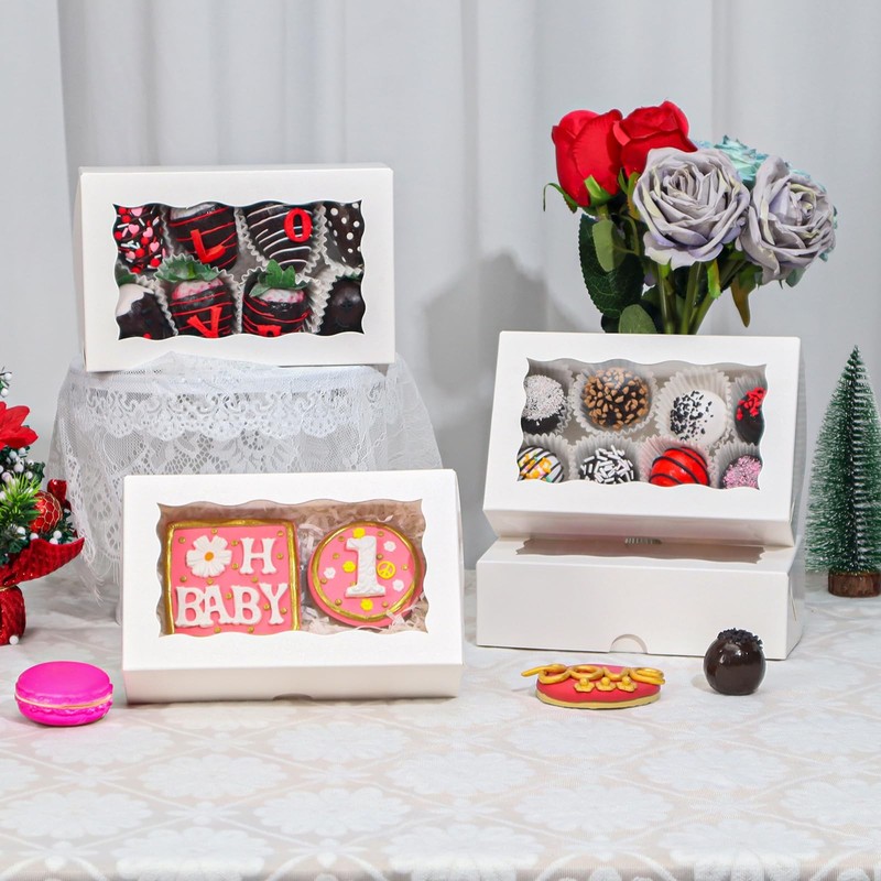 100pcs White Rectangular Bakery Boxes with Window, 7x4.3x2 Inches, Perfect fo... gallery