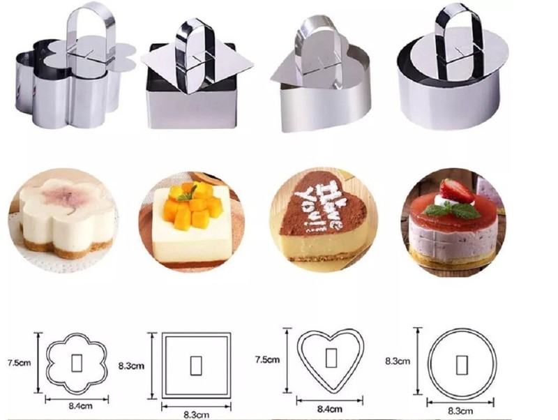 4-Pack Stainless Steel Mousse Ring Mold Set – Mini Cake Cutter with Pusher Tool gallery