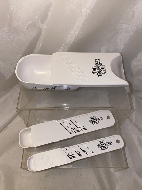 The Pampered Chef Adjustable Measuring Spoons Set of 3 Tsp Tbsp ½ Cup B4-3*U