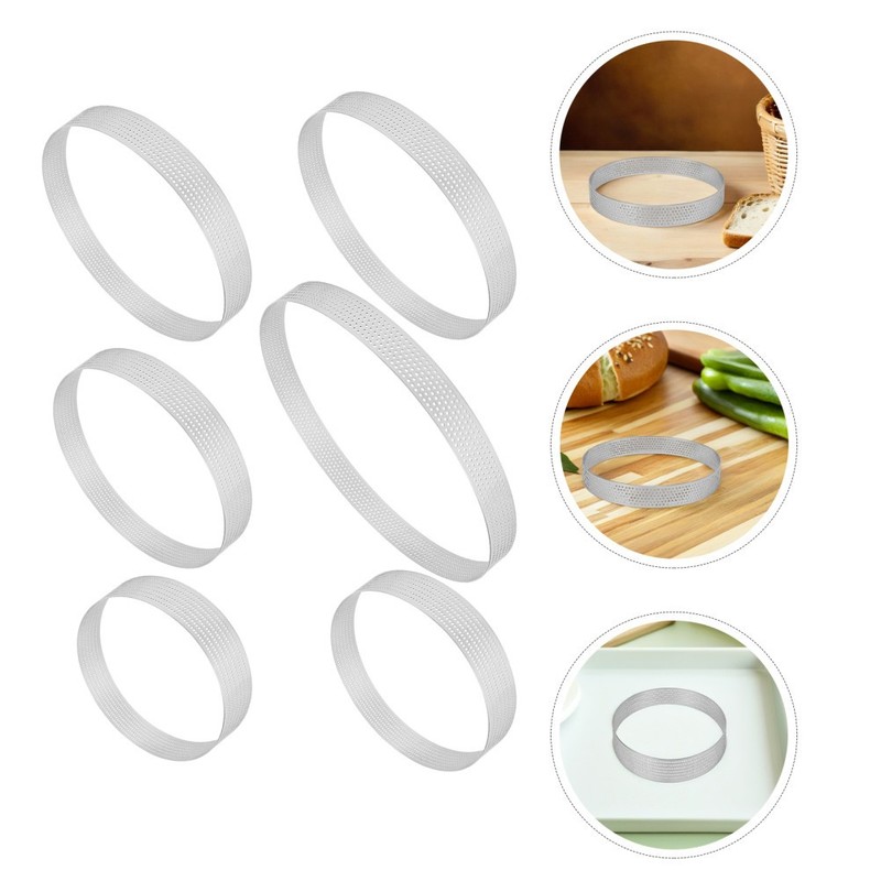 12 Pcs Round Cake Rings Stainless Steel Perforated Tart Molds For Baking gallery