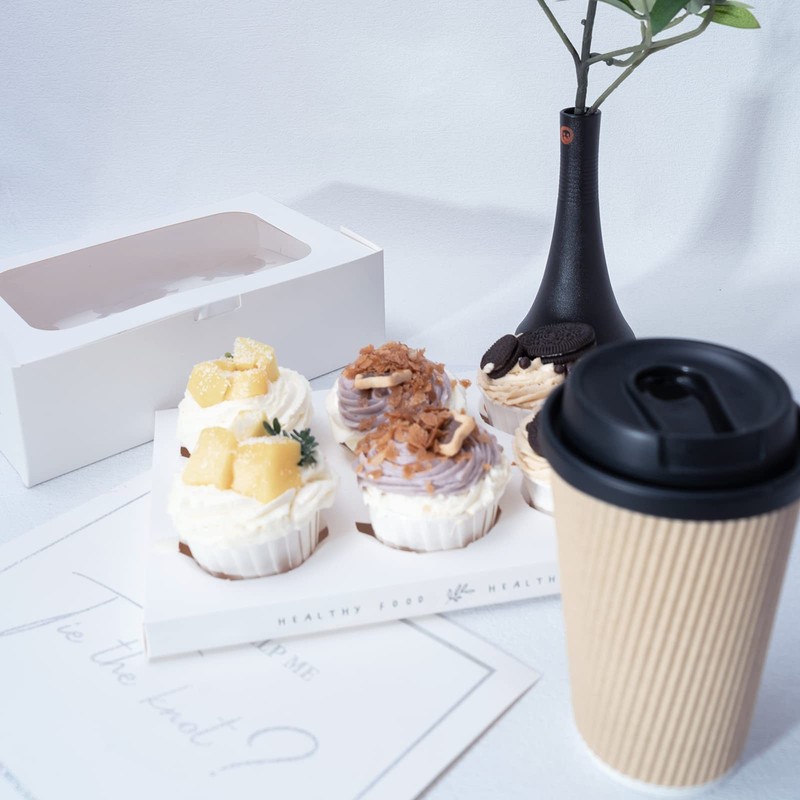 50 Packs Cupcake Boxes9.4x6.1x3.14 Inches 6 Count Cupcake Boxwhite Cupcake Conta gallery